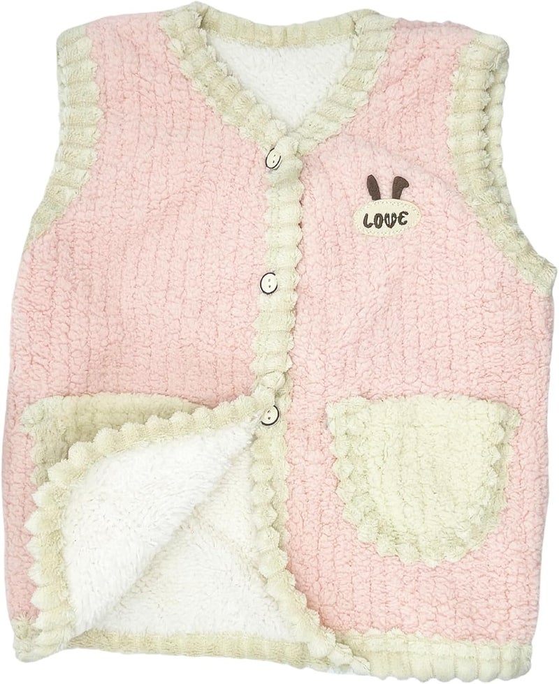 AINIFU Store Warm Jacket Cotton Vest for Baby Toddler Girls Cute Soft Waistcoat Jackets,Pink - Image 1